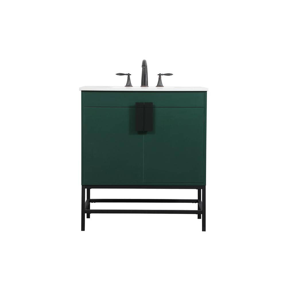 Simply Living 30 in. W x 19 in. D x 33.5 in. H Bath Vanity in Green with Iv