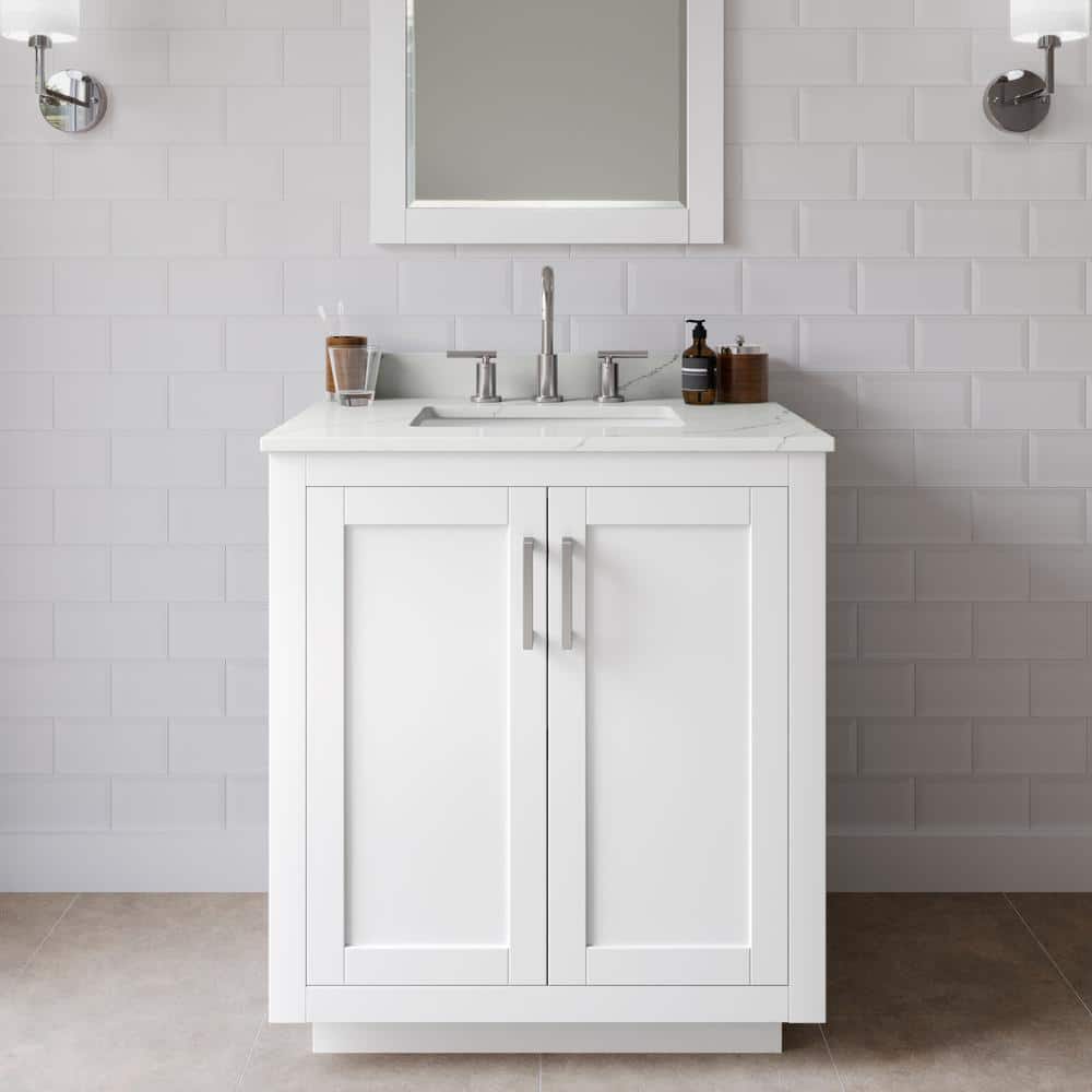 Miranda 30 in. W x 22 in. D x 33.75 in. H Single Bath Vanity in White with Giotto Quartz Top price history on PriceWatchPro