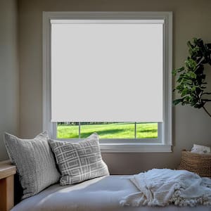 White Solid Cordless Blackout Privacy Vinyl Roller Shade 70.25 in. W x 64 in. L