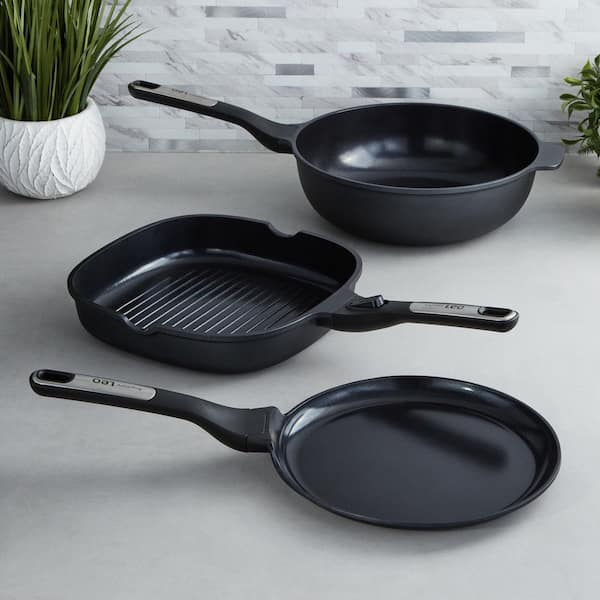 BergHOFF Leo Phantom 3-Piece Nonstick Ceramic Specialty Cookware Set, Recycled