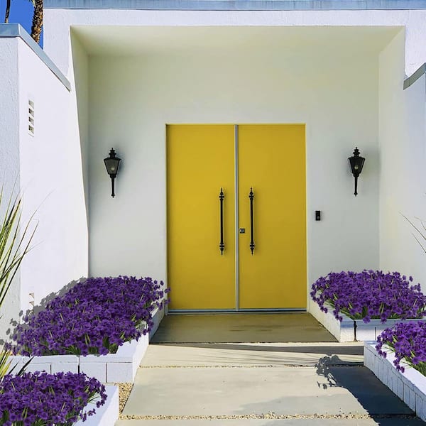 Afoxsos 14 in. purple indoor/Outdoor Artificial Orchid Flower Faux Shrubs with UV Resistant (21-Bundles)