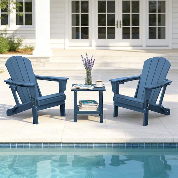 domi outdoor living 3-Piece HDPE Adirondack Patio Set with Folding