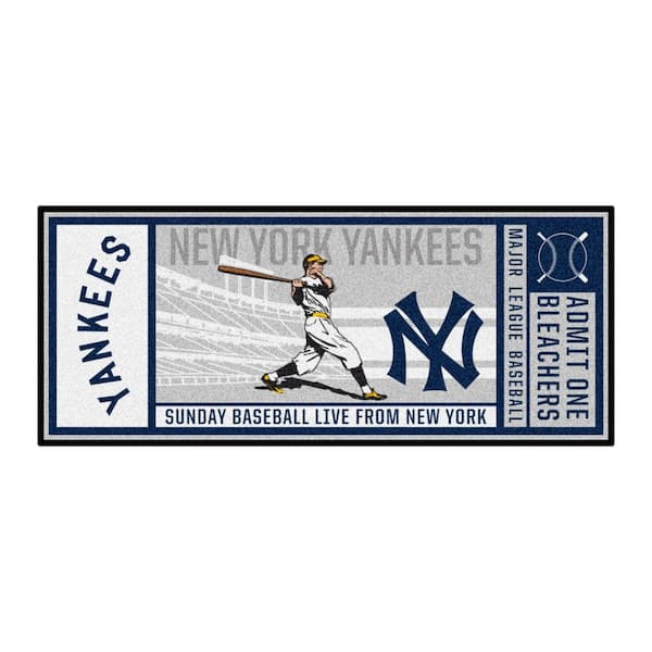 FANMATS New York Yankees Gray 2 ft. 6 in. x 6 ft. Ticket Runner Rug
