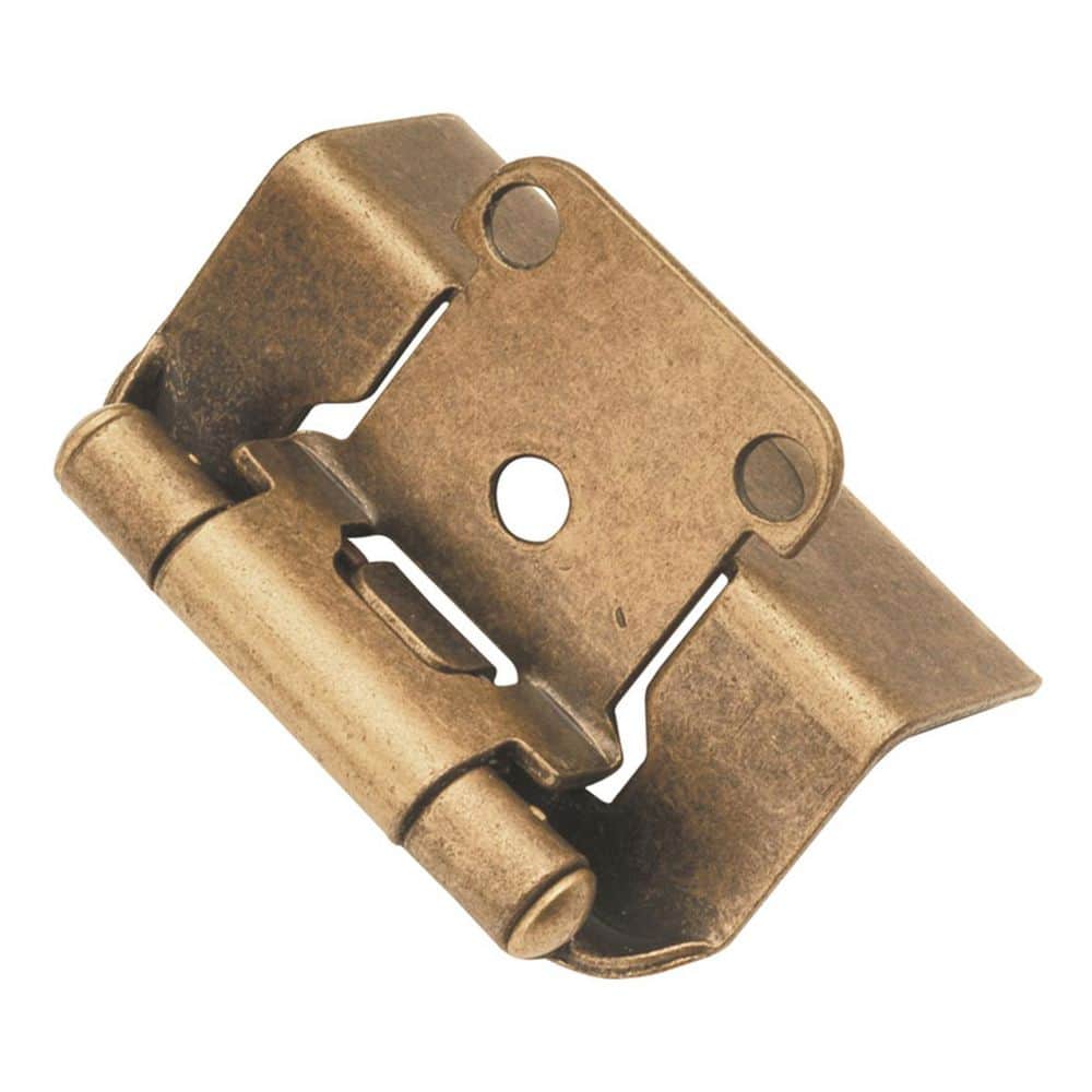Hinge Semi-Concealed 1/2 in. Overlay Face Frame Full Wrap Self-Close Antique Brass Hinge (5-Pairs) price history on PriceWatchPro