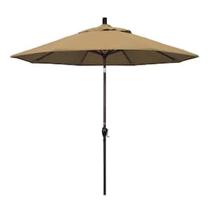 9 ft. Aluminum Push Tilt Patio Umbrella in Straw Olefin