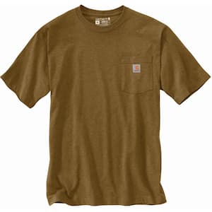 Men's Large Oiled Walnut Heather Cotton/Polyester Loose Fit Heavyweight Short-Sleeve Pocket T-Shirt