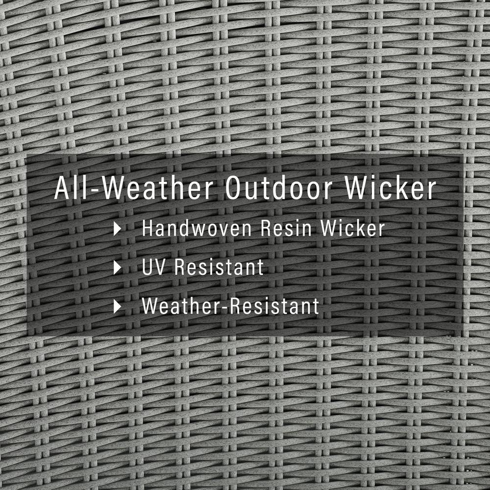 Bradenton Gray Wicker Outdoor Sofa with Navy Cushions