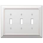 Savannah 3 Gang Toggle Wood Wall Plate - White
