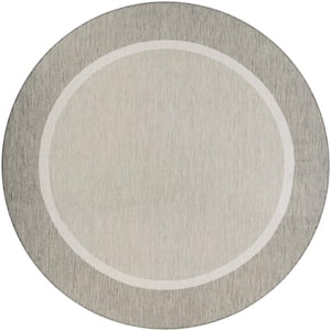 Recife Stria Texture Champagne-Taupe 8 ft. x 8 ft. Round Indoor/Outdoor Area Rug