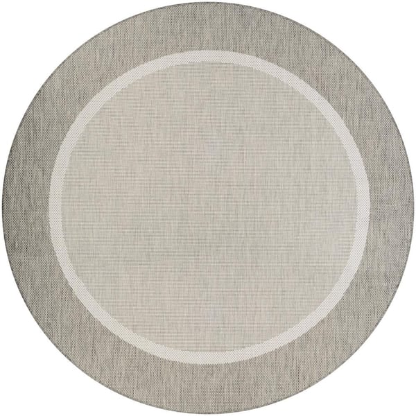 Couristan Recife Stria Texture Champagne-Taupe 9 ft. x 9 ft. Round Indoor/Outdoor Area Rug