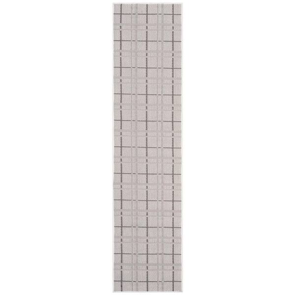Bermuda Ivory/Gray 2 ft. x 6 ft. Machine Washable Latticework Geometric Indoor/Outdoor Runner Rug