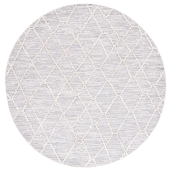 Marrakesh Beige 8 ft. x 8 ft. Round High-low Diamond Area Rug
