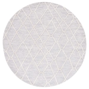 Marrakesh Ivory/Gray 7 ft. x 7 ft. Round High-low Geometric Area Rug