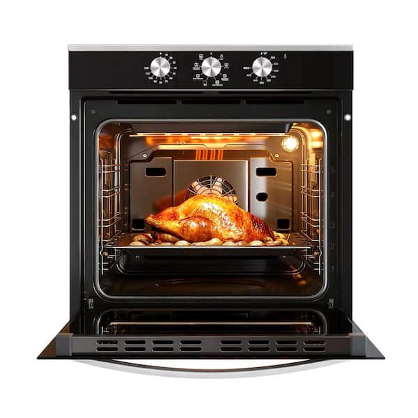 24 in. 2.83 cu. ft. single Electric Wall Oven with Convection and Manual Clean in Stainless Steel, Tempered Glass Door