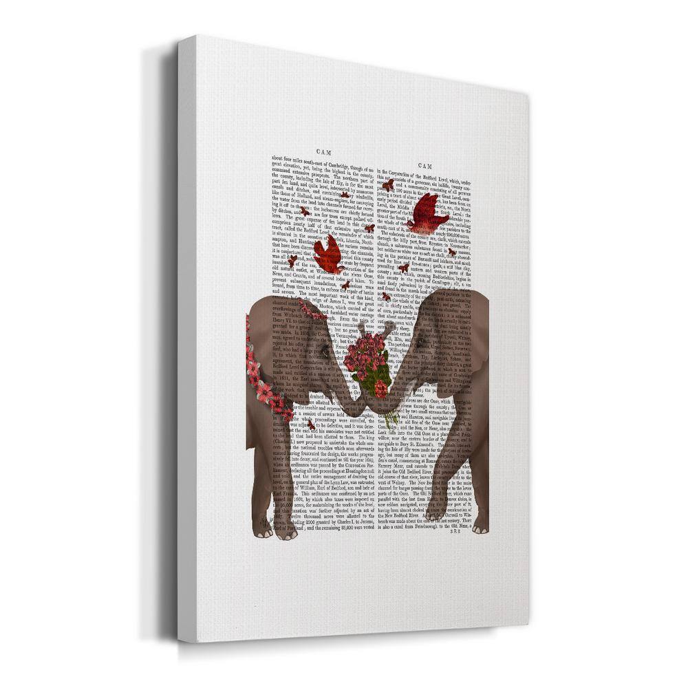 Elephant Bouquet Abstract Canvas Art in Brown and Red