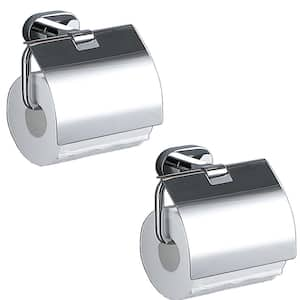 Bathroom Wall Mounted Toilet Paper Holder Tissue Holder with Cover in Chrome-2-Pack