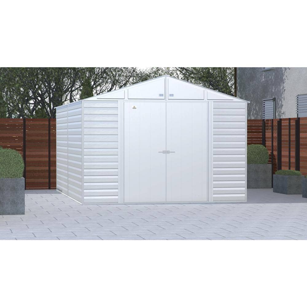 10 ft. x 14 ft. Flute Grey Galvanized Steel Storage Shed
