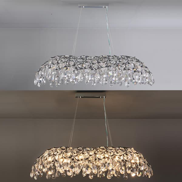 YUYI Modern Crystal Chandelier 43in. 10-Light Silver Tree Branch