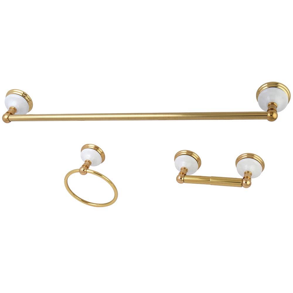 Kingston Brass Victorian 3Piece Bath Hardware Set in Polished Brass