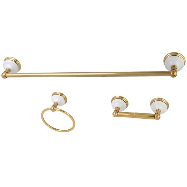 Kingston Brass Victorian 3-Piece Bath Hardware Set in Polished Brass