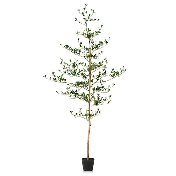 6 ft.Artificial black Olive Tree-Faux Plants Indoor/Outdoor,Fake Tree Home Office Decor With Real Wood Trunk Living Room