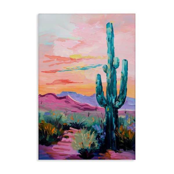 Looming Cactus Pastel Sky by Petal Prints Design Unframed Nature Graphic Art Print 24 in. x 16 in.
