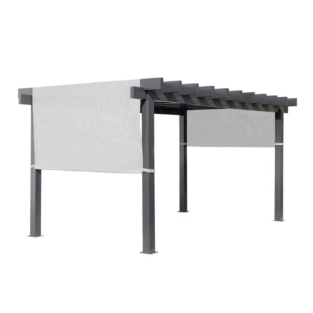 Yamba 10' x 16' Gray Aluminum Pergola with Fabric Canopy