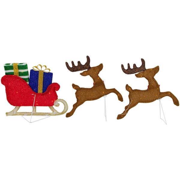Northlight 59 in. Lighted Reindeer with Sleigh Christmas
