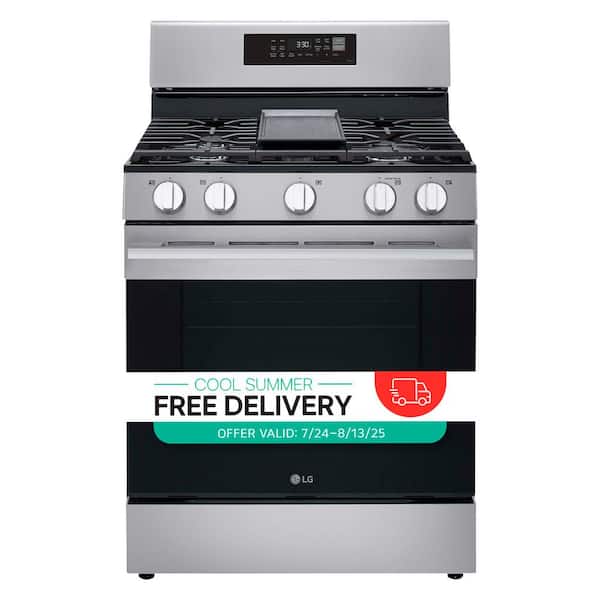 30 in., 6.3 cu. ft. Smart ProBake Convection 5-Burner Gas Single Oven Range w/ Air Fry and Easy Clean in Stainless Steel