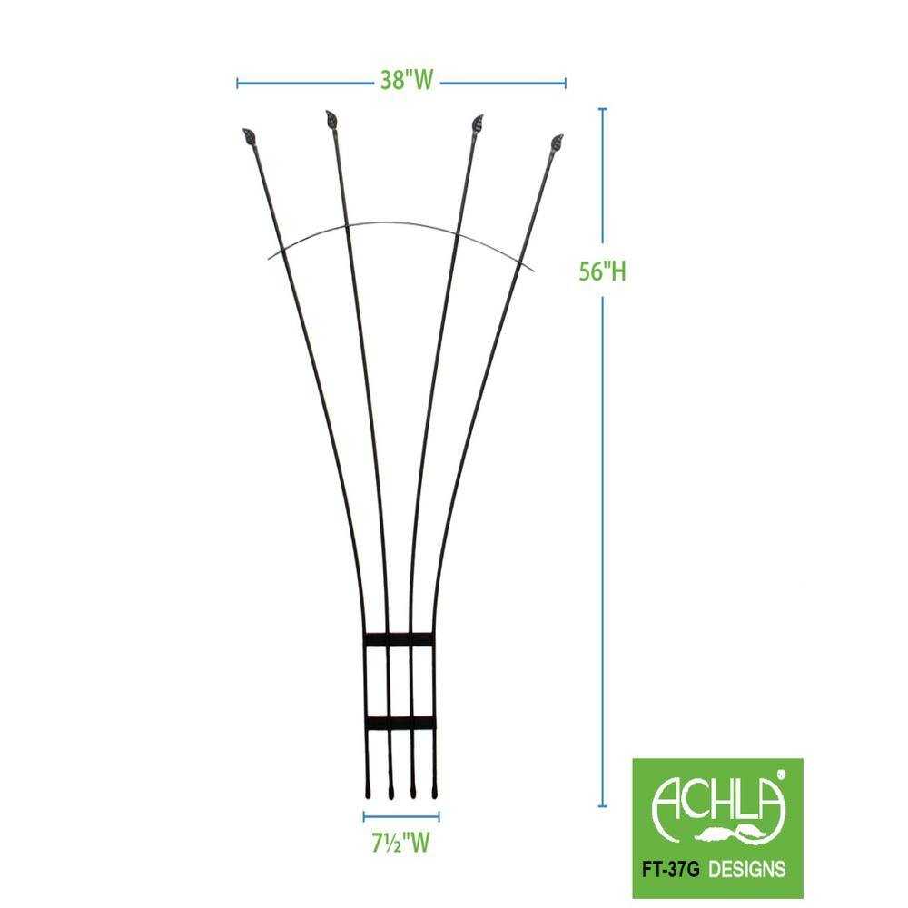 Achla 38''W x 56''H Black Wrought Iron Fan Trellis
