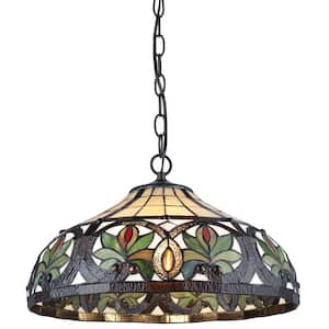 Traditional Cream  Red Stained Glass Ceiling Pendant Light Shade Lampshade 