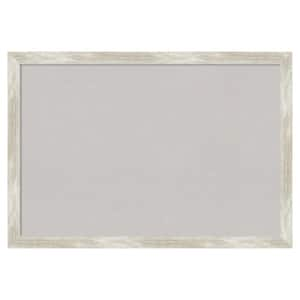 Crackled Metallic Narrow Framed Grey Corkboard 26 in. x 18 in Bulletin Board Memo Board