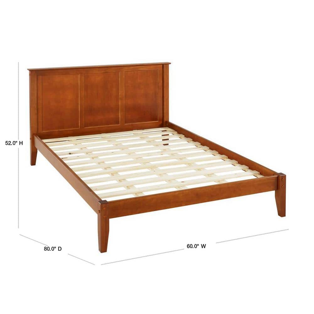 Mission Cherry Pine Queen Bed with Upholstered Headboard and Storage Drawer