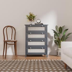 4-Drawer Gray 27.55 in. Width Dresser, Modern Chest of Drawers for Bedroom or Living Room Storage