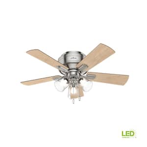 Crestfield 42 in. LED Indoor Low Profile Brushed Nickel Ceiling Fan with 3-Light Kit