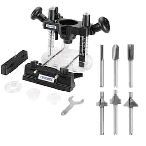 Plunge Router Rotary Tool Attachment with Rotary Tool Steel Router Bit Set for Soft Materials and Wood (6-Piece)