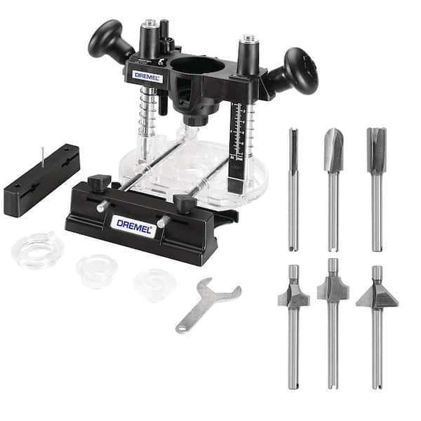 Dremel Plunge Router Rotary Tool Attachment with Rotary Tool Steel Router Bit Set for Soft Materials and Wood (6-Piece)