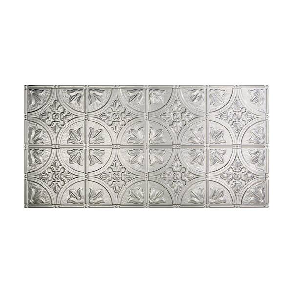 Fasade Traditional Style #2 2 ft. x 4 ft. Glue Up PVC Ceiling Tile in Brushed Aluminum