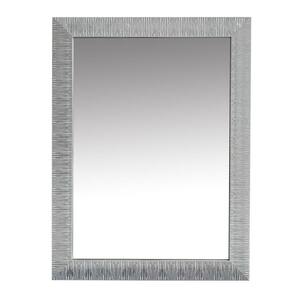 38.4 in. x 1 in. Accent Square Framed Gray Wood Encased Wall Mirror with Striped Motif Edges and Shimmering Leaf