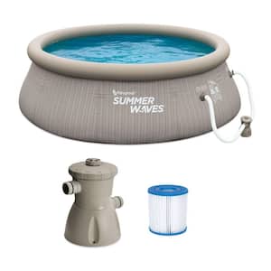 10 ft. x 36 in. Quick Set Ring Above Ground Pool, Gray Basketweave