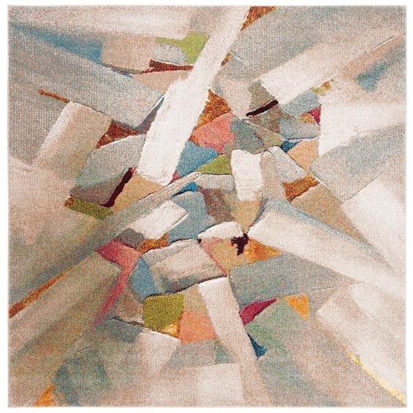 Porcello Gray/Multi 7 ft. x 7 ft. Square Abstract Speckled Area Rug
