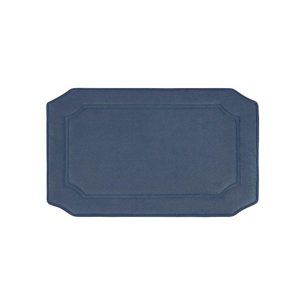 BounceComfort Walden Premium Extra Thick Micro Plush Dusty Blue 17 in. x 24 in. Memory Foam Bath Mat
