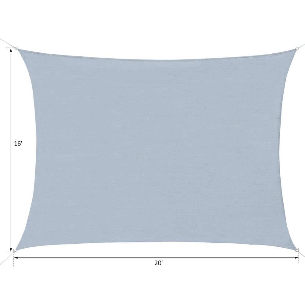 Grey 20' x 13' High-Density Polyethylene Outdoor Sun Shade Sail
