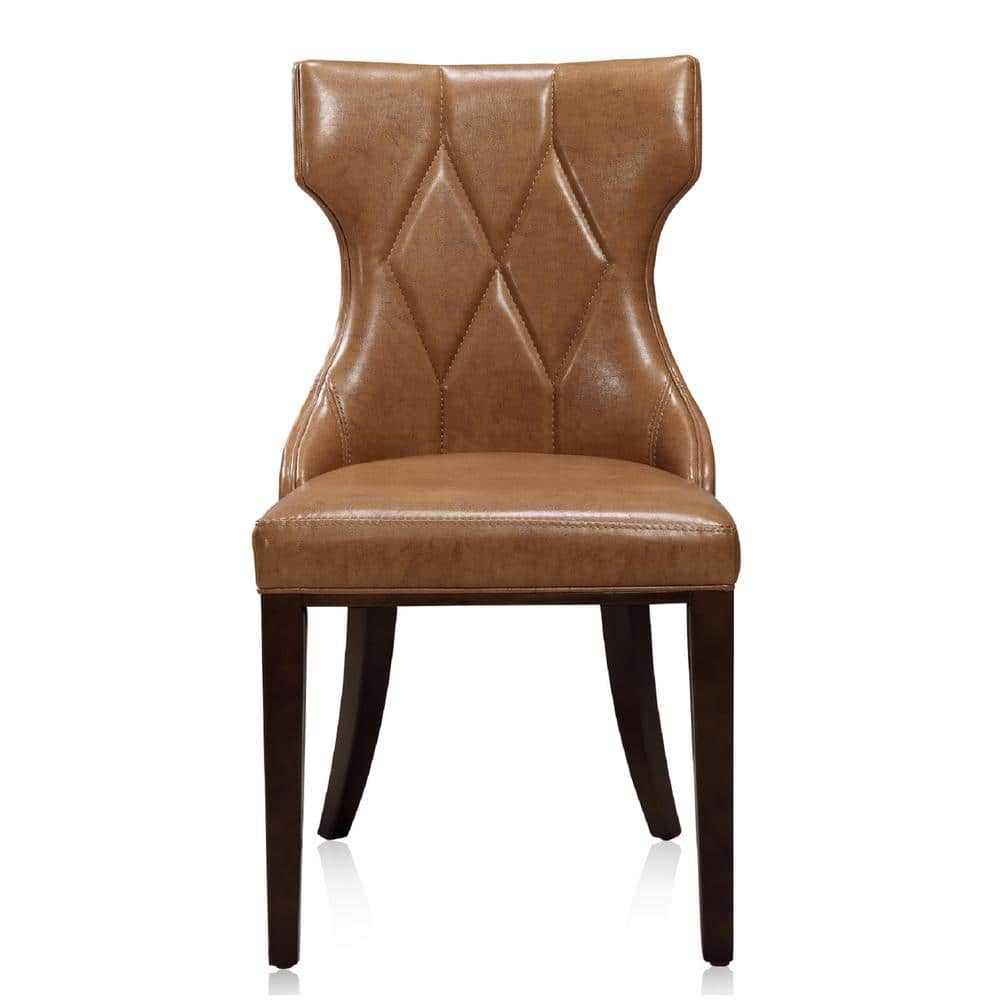 Reine Saddle Faux Leather Wing Back Dining Chair Set