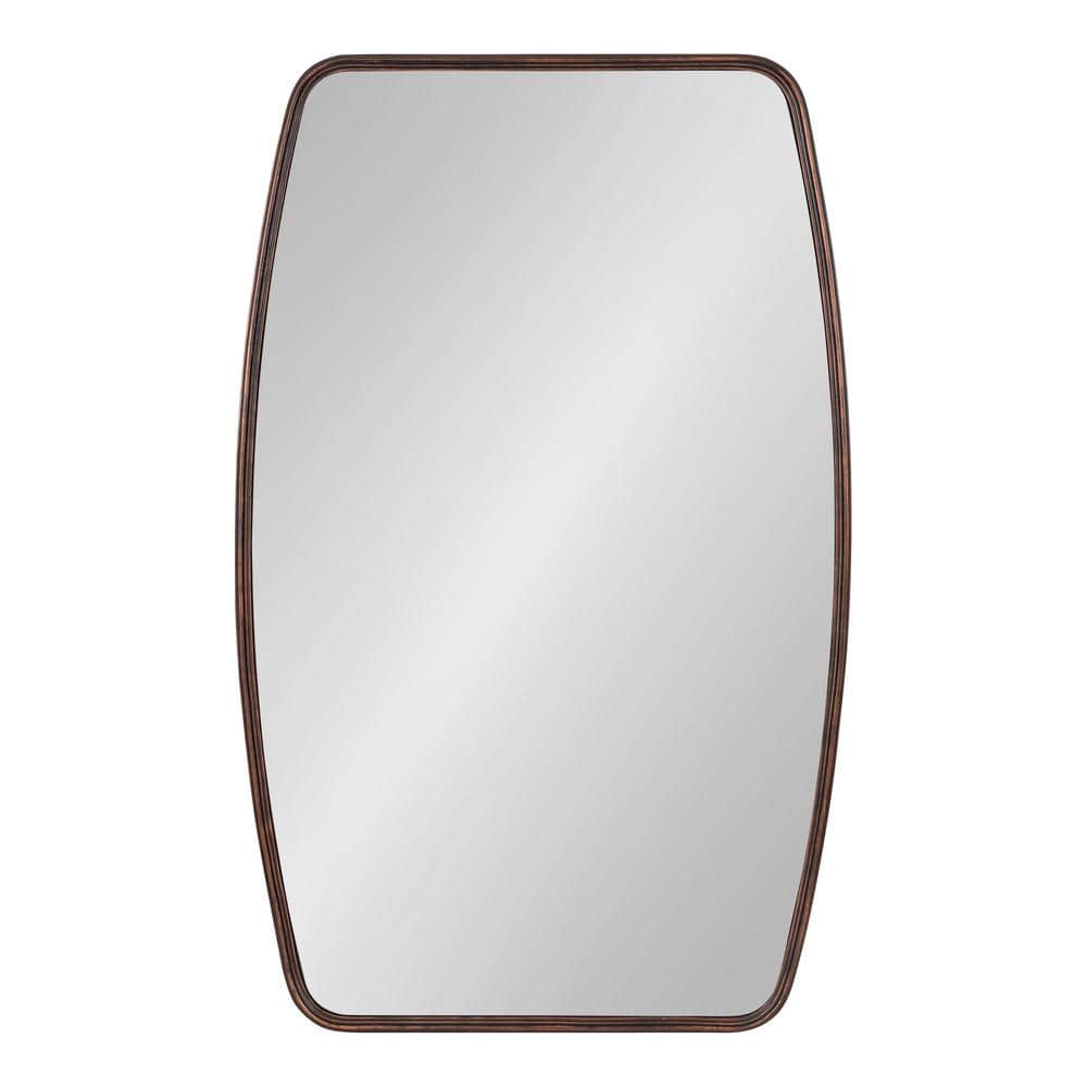 Elegant Caskill Bronze Wood Barrel Wall Mirror 35.9" x 24.25"