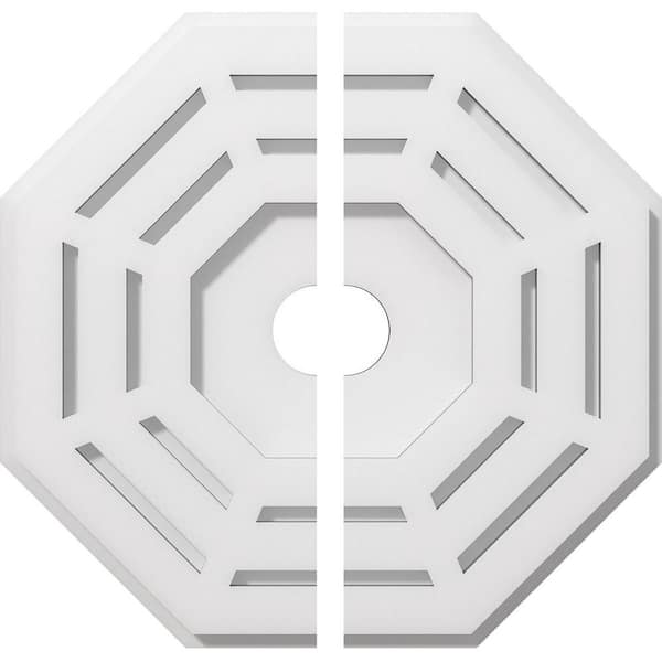 Ekena Millwork 1 in. P X 5-1/2 in. C X 14 in. OD X 2 in. ID Westin Architectural Grade PVC Contemporary Ceiling Medallion, Two Piece