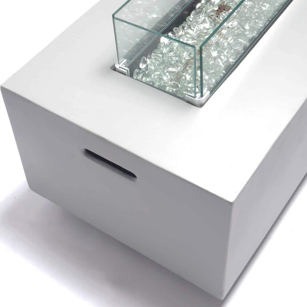 Gray Rectangular Liquid Propane Fire Pit Table with Side Storage