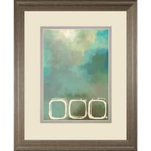 "Retro In Aqua and Khaki Il" By Laurie Maitland Framed Print Abstract Wall Art 34 in. x 40 in.