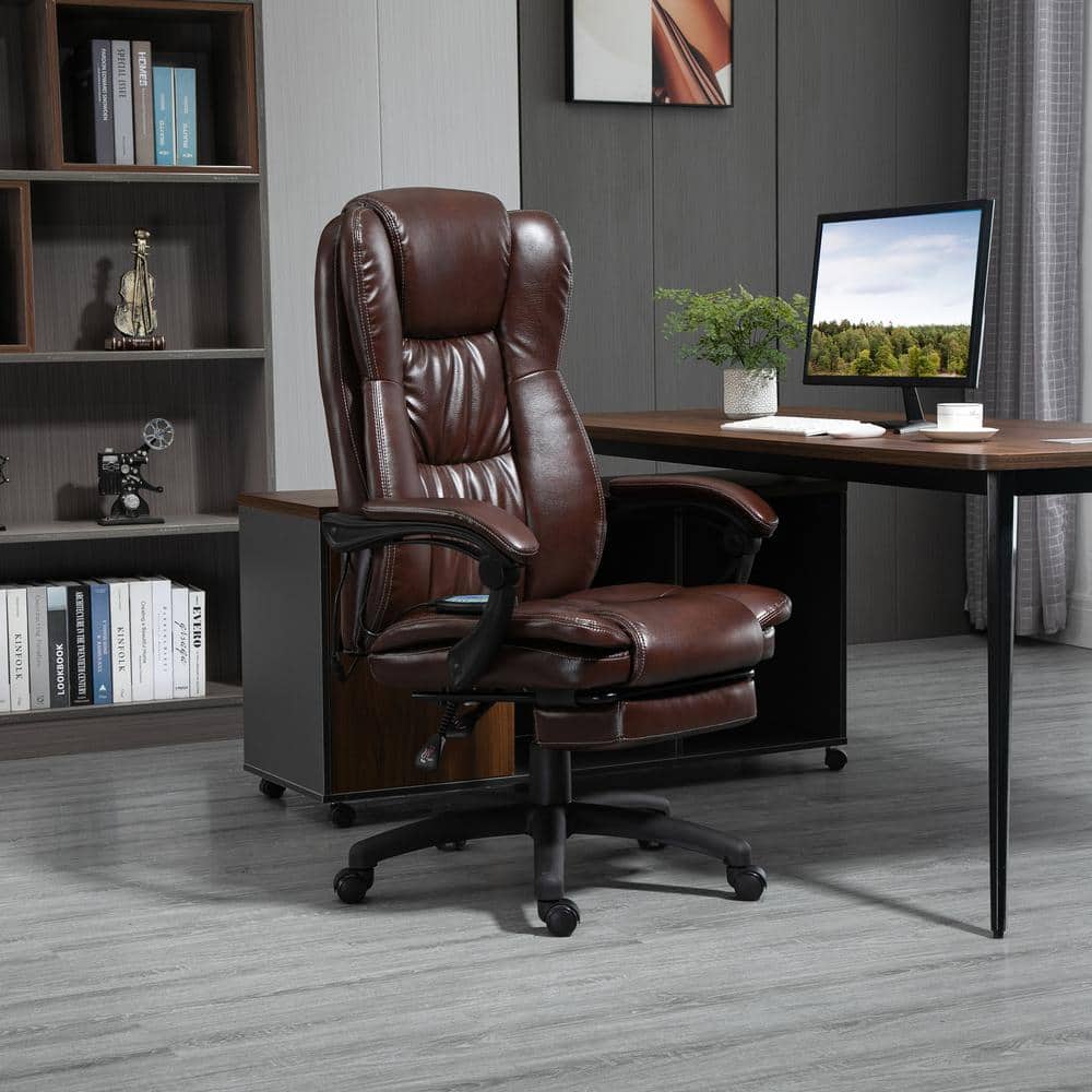 Brown Quilted-Tufted Leather High Back Swivel Executive Chair