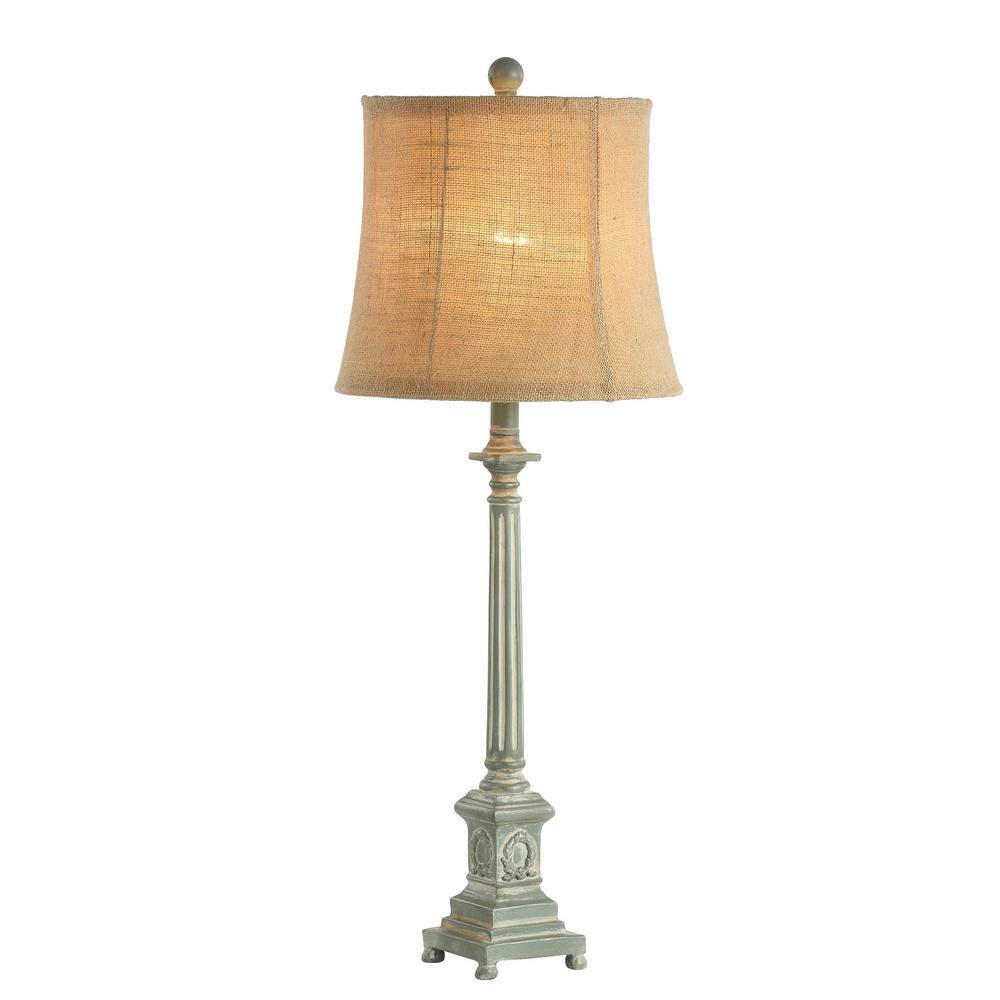 Antique Blue and Brown Traditional Table Lamp Set